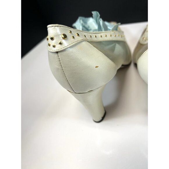 J Renee Joy Pumps Womens Sz 10 N Narrow Fabric Beads Uppers Sequins Off White - Picture 13 of 16